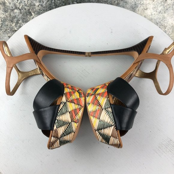 Sam Edelman Women's Size 8.5M Mason Brown Black Leather Multi Platform Heels - Picture 10 of 14